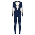 thumbnail image 3 of Zaldita Women's Full Body Long Sleeve Rhinestone Unitard One Piece Skating Dance Gymnastics Bodysuit Navy Blue XXL, 3 of 7