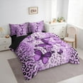 thumbnail image 3 of jejeloiu Leopard Cheetah Pattern 7-Piece Twin Bedding Sets,Purple Glitter Print Bedding Comforter Set,Beauty Butterfly Butterflies Sheet Sets For Boys Girls,Luxury Bedroom Decor Reversible, 3 of 8