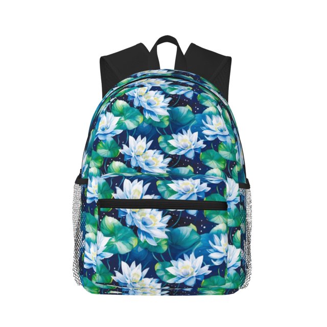 Disketp Blue Lotus Flower Mochila Ligera Clásica con Múltiples Bolsillos, Mochila Casual para Hombre y Mujer, Ideal para Escuela, Trabajo y Viajes