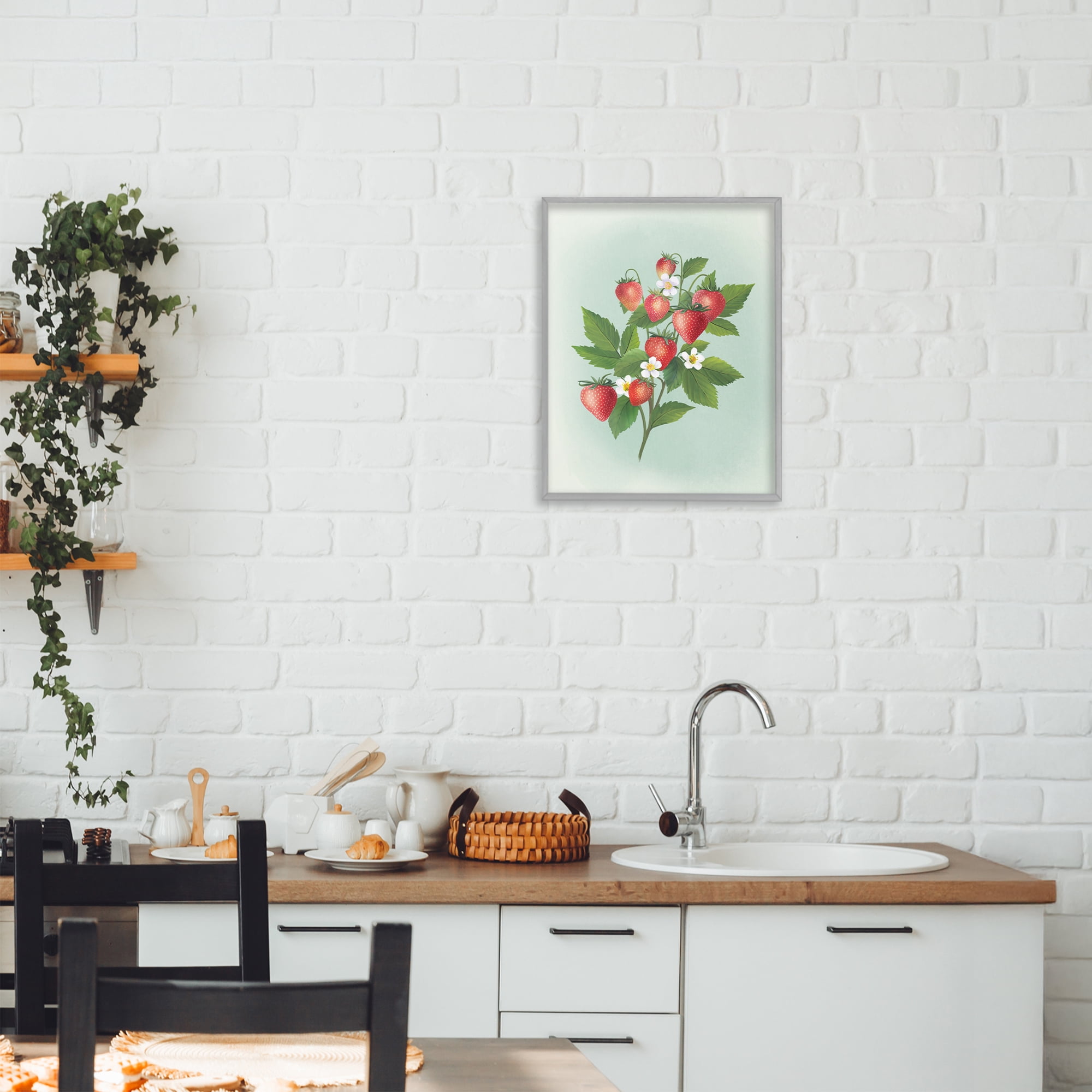 Stupell Industries Vintage Strawberry Bundle Gray Framed Giclee Art, design by Diane Neukirch