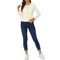 thumbnail image 3 of MODA NOVA Juniors Round Neck Button Down Ruffled Hem Cropped Washed Denim Jacket, 3 of 7
