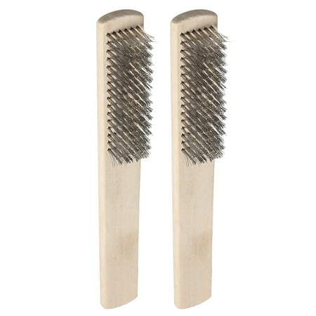 

steel wire brush 2 PCS Stainless Steel Wire Wooden Handle Brushes Comfortable Grip Handle Scrubs for Cleaning