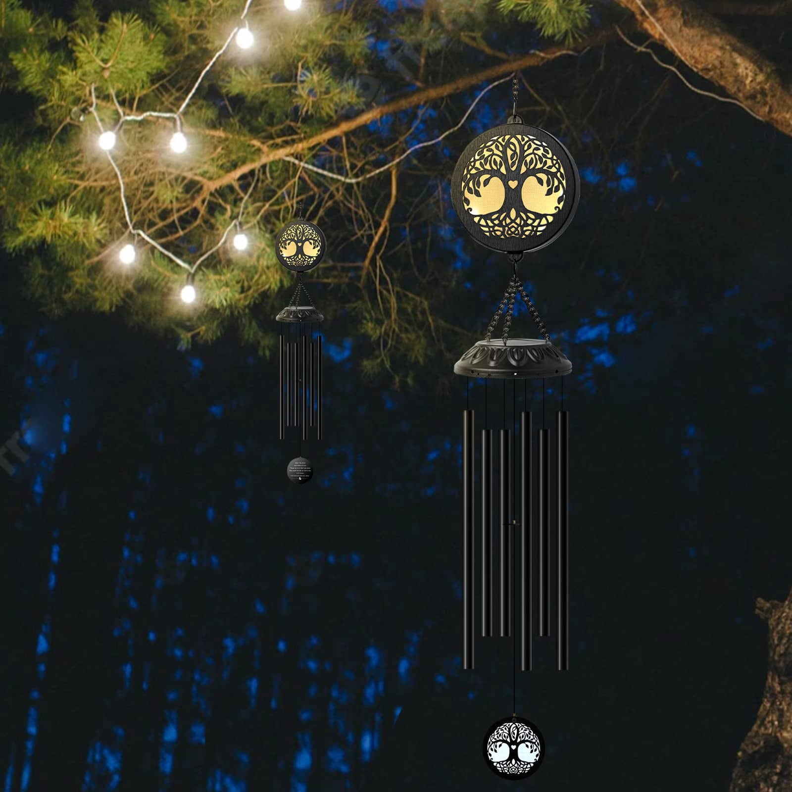 Solar Tree Of Life Wind Chimes - Memorial Gift For Mom  Outdoor Garden Decor