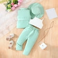 thumbnail image 5 of XAOFW Girls Sets Sleeveless Botton Solid Color Notched Top Long Pants Matching Hat Formal Elegant Ensemble Toddler Kids Children Stylish Casual Daily Lounging Outfits, 5 of 5