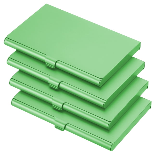 Soporte de tarjeta de presentación profesional, estuche delgado de aluminio para tarjetas de crédito, paquete de 4 en verde