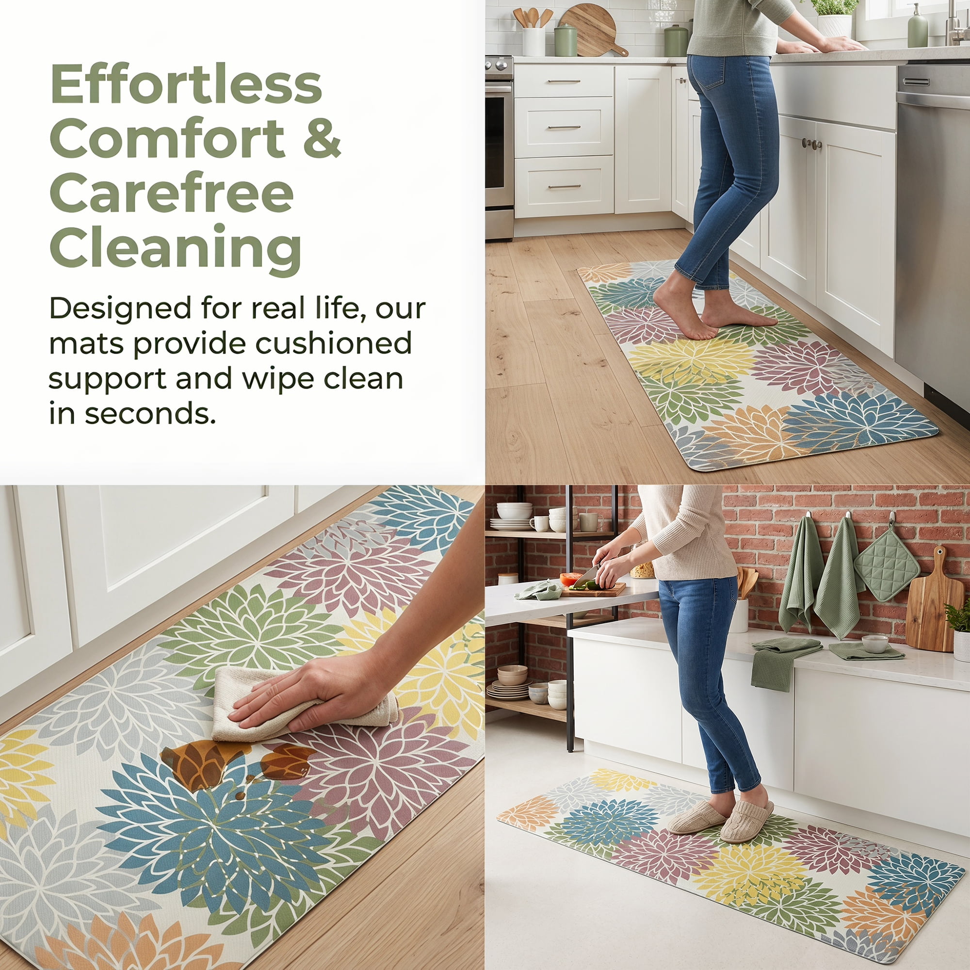 Unique Bargains Ergonomic Kitchen Mats Multicolor 47" x 17"