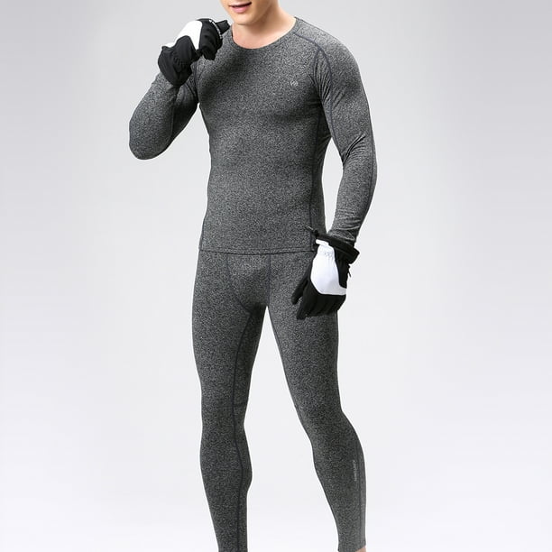 Ropa interior térmica Irfora 2 uds., Ropa interior térmica de invierno para hombre, forro polar, grueso, cálido, cuello redondo, manga larga, pantalones largos, conjunto de Johns Irfora Ropa interior térmica