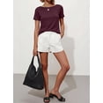 thumbnail image 5 of ANRABESS Womens Boat Neck Tops Short Sleeve T-Shirts Causal Fashion Tee Shirts 2026 Summer Spring Clothes Burgundy Small, 5 of 7