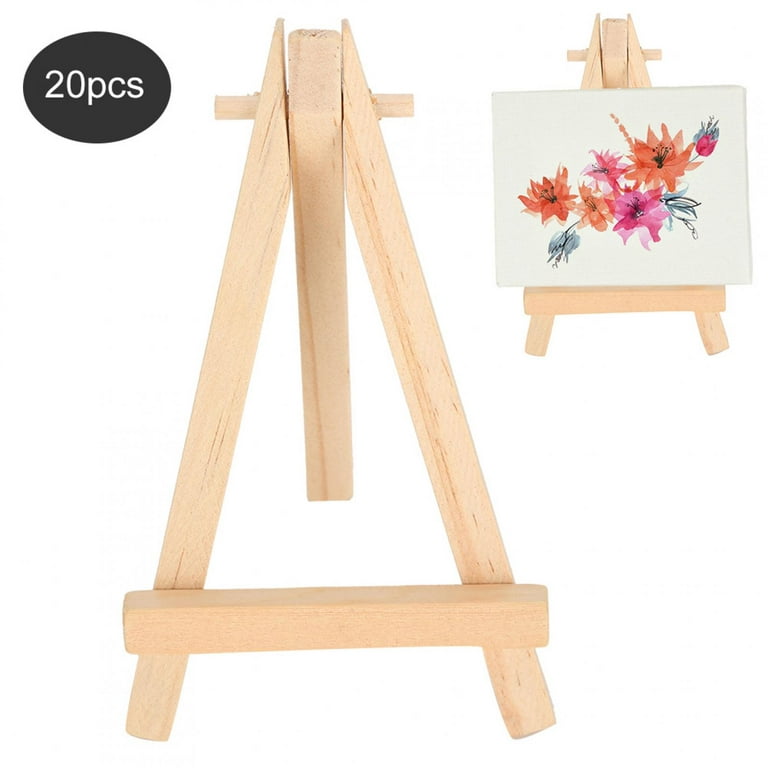 12 Pack Mini Wood Display Easel 5 inch Canvas Stand Small Pictures Wooden Easel Stand for Painting Natural Wooden Tripod Holder Stand for Displaying