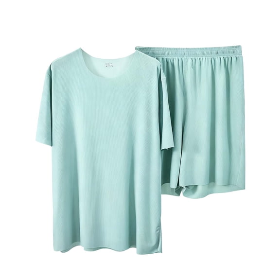 Women's 2 Piece Plus Size Outfits Crew Neck Short Sleeve Tees Elastic Waist Shorts Lounge Loose Comfy Set (XL, Khaki)