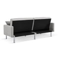 thumbnail image 3 of Tufted Futon Convertible Sofa Sleeper w/ Two Throw Pillows in Light Grey Velvet, 3 of 14
