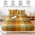 thumbnail image 5 of Cal.King Size Fitted Sheet Set - Orange Yellow Green Checkered 3 Piece Bedding Sets 16" Deep Pocket Fitted Sheet with 2 Pillowcases, Fall Gingham Plaid Brushed Microfiber Hotel Luxury Bed Sheets, 5 of 9