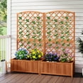 thumbnail image 2 of Costway 2 PCS 63" Wood Planter Container with Diamond Trellis, Planter Box, Slat Base, 2 of 9