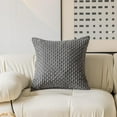 thumbnail image 2 of Ksopiavobs Throw Pillow Cover Striped Pattern Decorative Soft Corduroy Cushion Covers Stripes for Living Room, Set of 2, 18x18 Inch, Dark Grey, 2 of 6