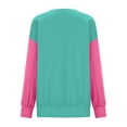thumbnail image 5 of TKLPEHG Long Sleeve Tops for Women Crew Neck Drop Shoulder Tunic Tops Loose Casual Comfy Classic Color Block Patchwork Fashion Lightweight Pullover (Mint Green,L), 5 of 6