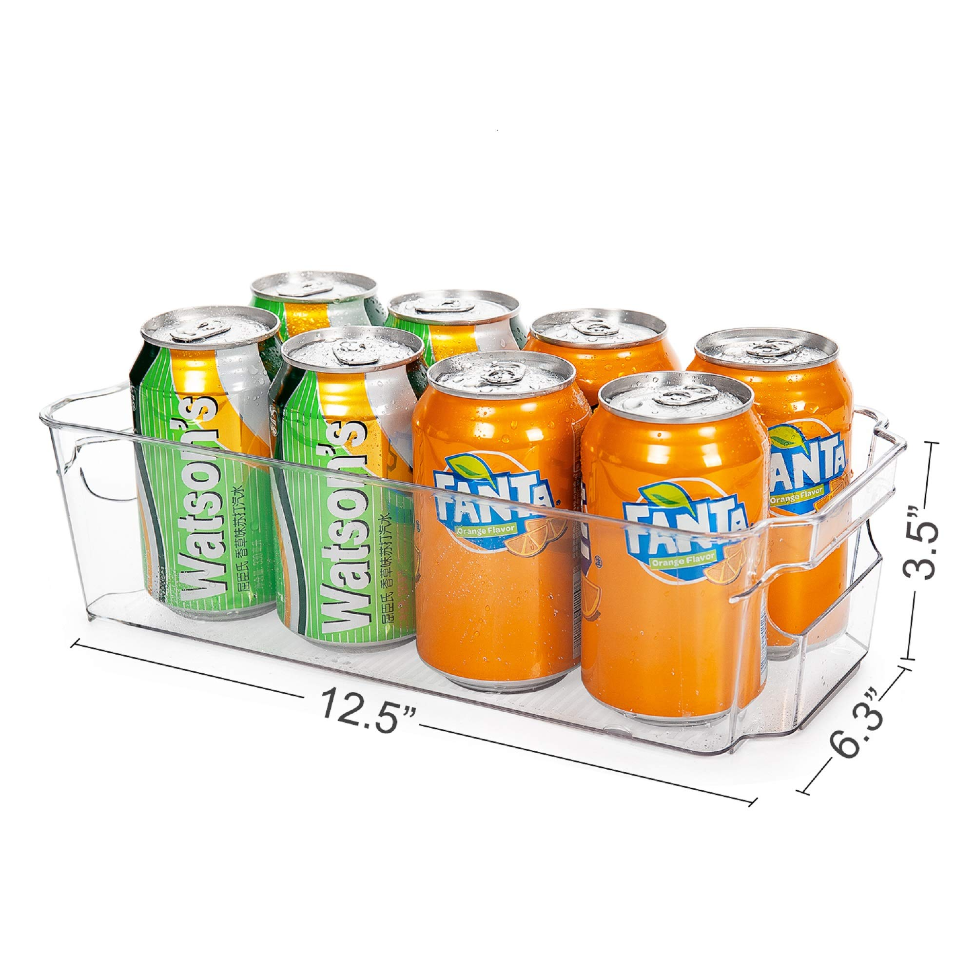 HOOJO Refrigerator Organizer Bins - 8pcs Clear Plastic Bins For Fridge,  Freezer, Kitchen Cabinet, Pantry Organization, BPA Free Fridge Organizer,  12.5 Long, Clear 