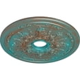 thumbnail image 3 of Ekena Millwork 23 5/8"OD x 4"ID x 1 1/2"P Rose and Ribbon Ceiling Medallion (Fits Canopies up to 4"), Hand-Painted Copper Green Patina, 3 of 5