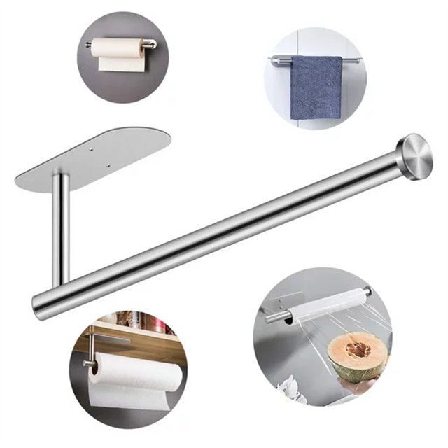 Casewin Support de Rouleau de Cuisine Porte-Serviettes en Papier Distributeur de Serviettes sous Armoire Support de Rouleau de Cuisine Mural Adhésif Ou Installation par Perçage Acier Inoxydable