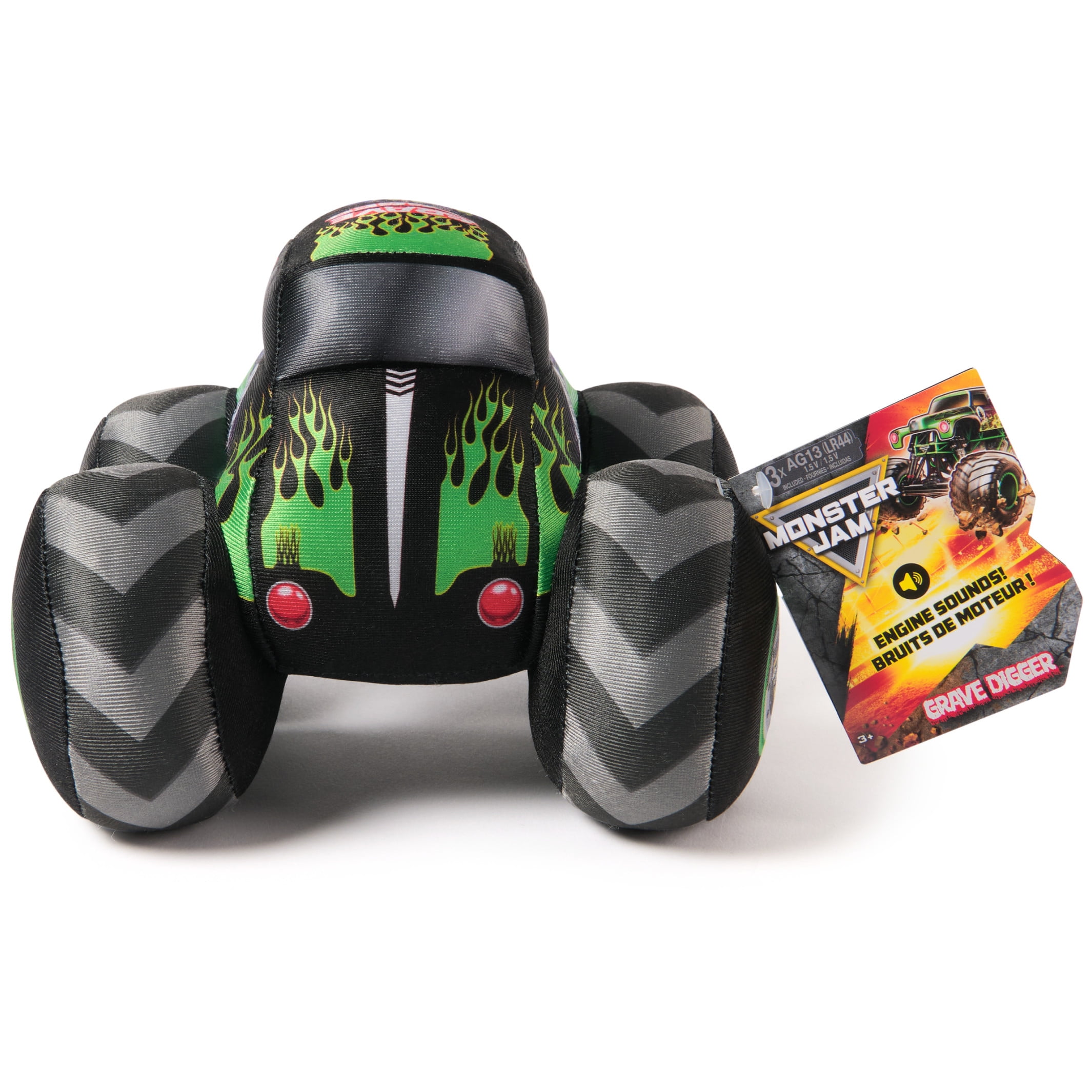 Monster Jam Grave Digger Plush Truck with Sound Effects, Plush Toy for Ages 3 and Up, 7”