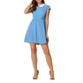 thumbnail image 2 of Vestido A-Line de Mujer con Cuello Peter Pan, por encima de la rodilla, con cremallera oculta en la parte posterior, talla XL, color azul claro, 2 of 6