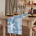 thumbnail image 2 of Table Runners 72 Inches Long Dress Scarves, Haze Blue Coastal Farmhouse Kitchen/Dining Table Runner, Coffee Tablerunners, Summer Beach Nautical Starfish Coral Vintage 18x72 Inch, 2 of 9