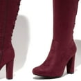 thumbnail image 3 of YDN Women Classic Round Closed Toe Lace Up Long Boots Block High Heel Zippers Knee High Boots Office Prom Dressy Shoes Size 10.5 Red, 3 of 4