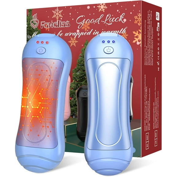 2-Pack 6000mAh Rechargeable Hand Warmers - USB Portable Blue Pocket Heater with 20 Hrs Safe Heat, Ideal for Hunting, Golf, Camping & Gifting to Men Women