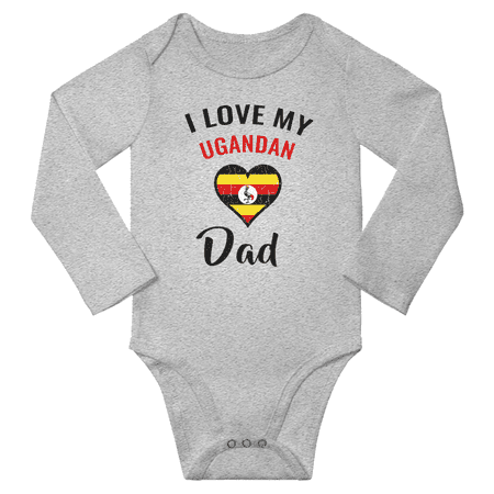 

I Love My Ugandan Dad Baby Long Slevve Bodysuit Outfits (Gray 18-24 Months)