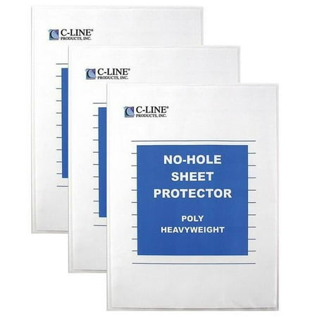 UPC: 0194629106752 | C-Line No-Hole Heavyweight Poly Sheet Protectors  Clear  Top Loading  11  x 8-1/2   25 Per Box  3 Boxes