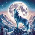thumbnail image 1 of Loup en Pleine Lune - Peinture Diamant DIY, 1 of 6