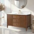 thumbnail image 3 of Vanity Art 48" Double Door Bathroom Vanity with Sink, Freestanding Storage Cabinet with Engineered Marble Top, Flip Down Tray, Drawer, and Shelf, 3 of 8