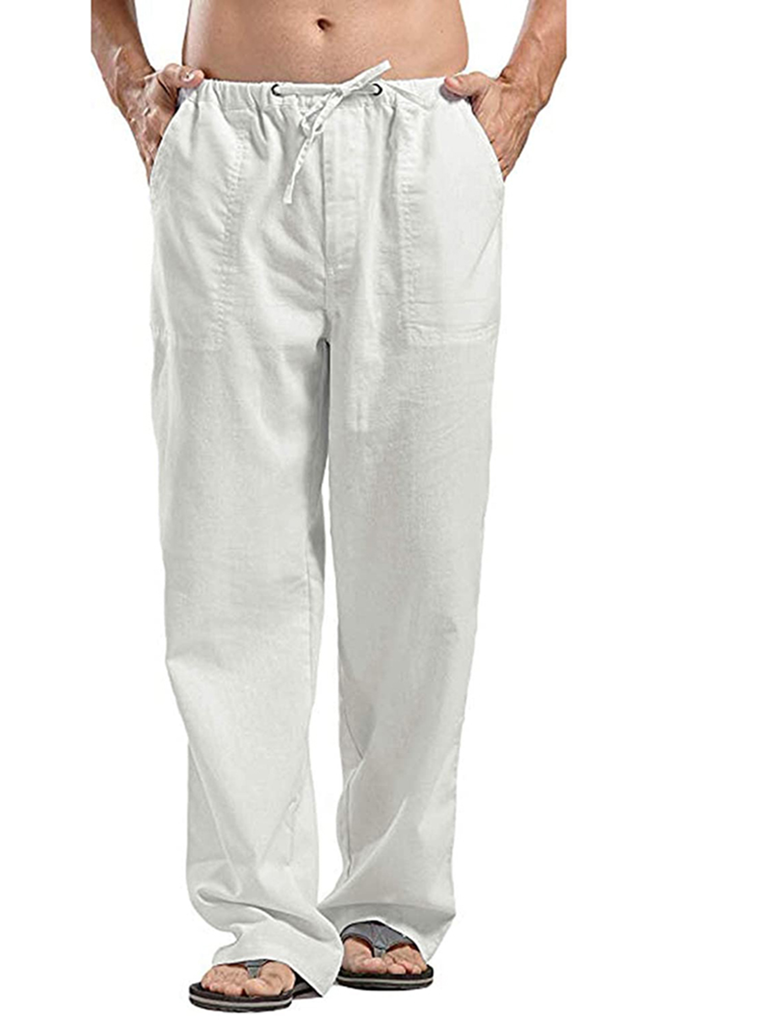 Mens Casual Cotton Summer Long Pants Yoga Loose Lightweight Trousers Slacks New