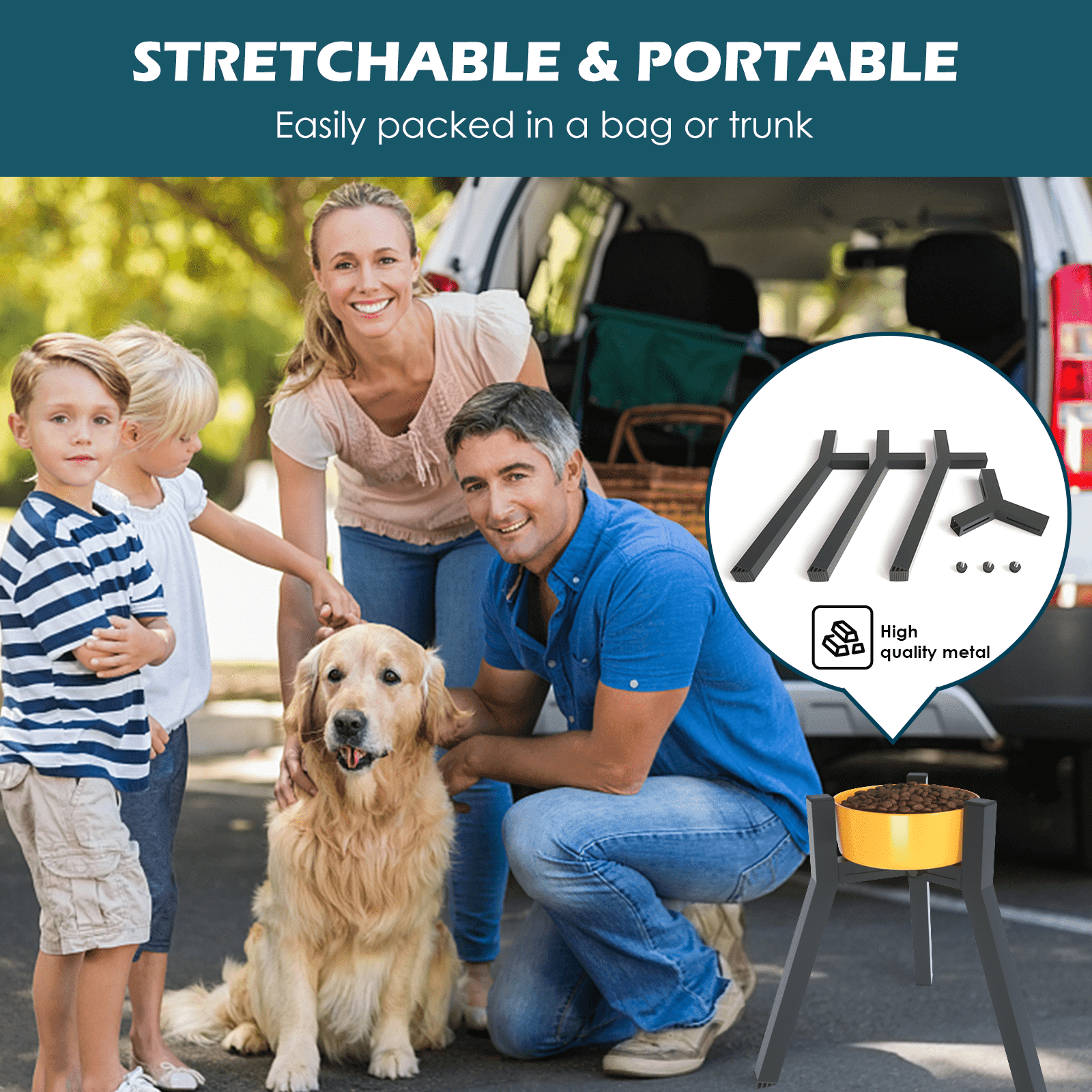 SHAINFUN Metal Raised Dog Bowl Stand for Extra Large and Large Breeds, Adjustable Width for 7-10.6" Bowls, Single Tall Elevated Dog Bowls Holder, 13.7" Tall