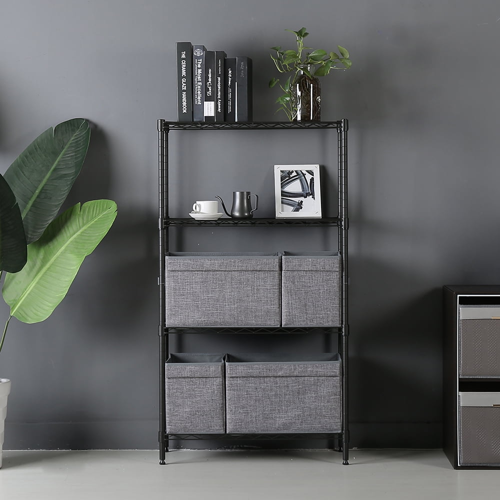 4 tier grey shelving 11.8x25.6x45.5in