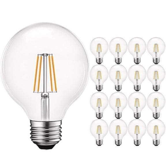 Luxrite 5W Vintage G25 LED Globe Bulbs Dimmable, 2700K Warm White, 550 Lumens, E26 bulb 60W Equivalent 16 Pack