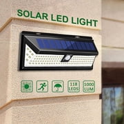 Litom 118LED Human Body Sensor Waterproof Solar Wall Lamp Garden Light, with 1000LM Super Bright, for Home Security, Garden, Patio, Path, Back Yard, 1 PACK