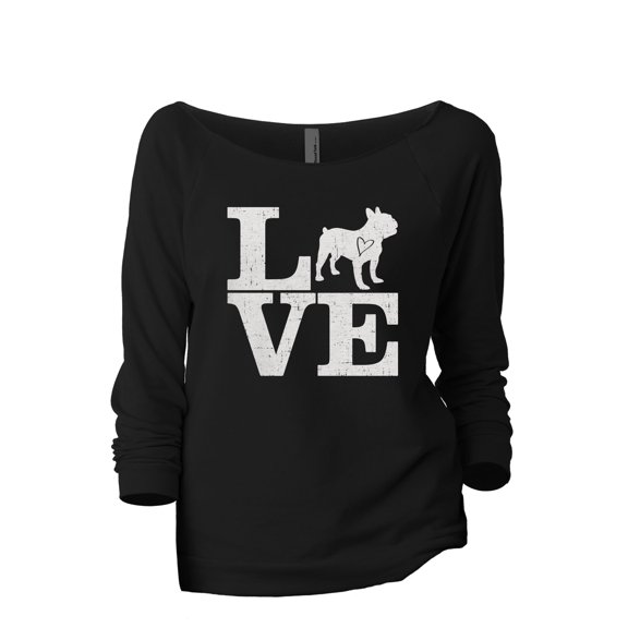 Love Frenchie Women's Fashion Slouchy 3/4 Sleeves Raglan Lightweight Sweatshirt Black 2X-Large