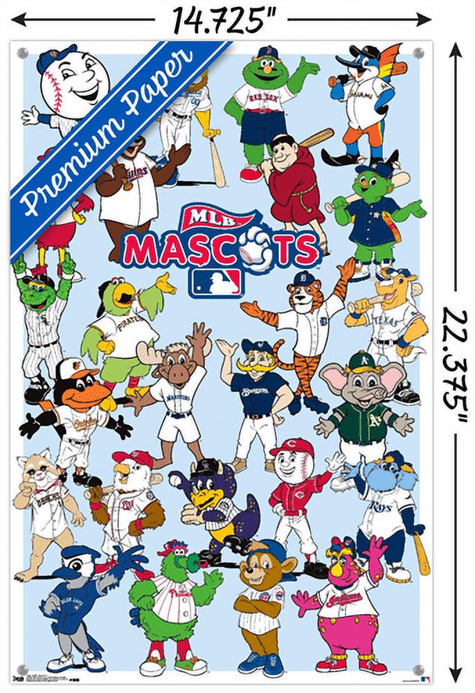 MLB League - Mascots 17 Wall Poster with Push Pins, 14.725" x 22.375"