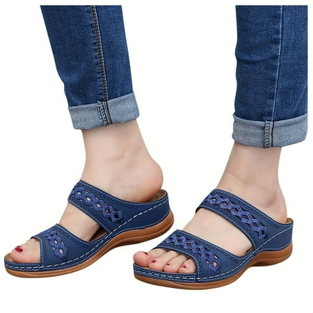 FDGHYTBF Slip on Comfortable Platform Wedge Slippers Casual Summer Dress Sandals Shoes