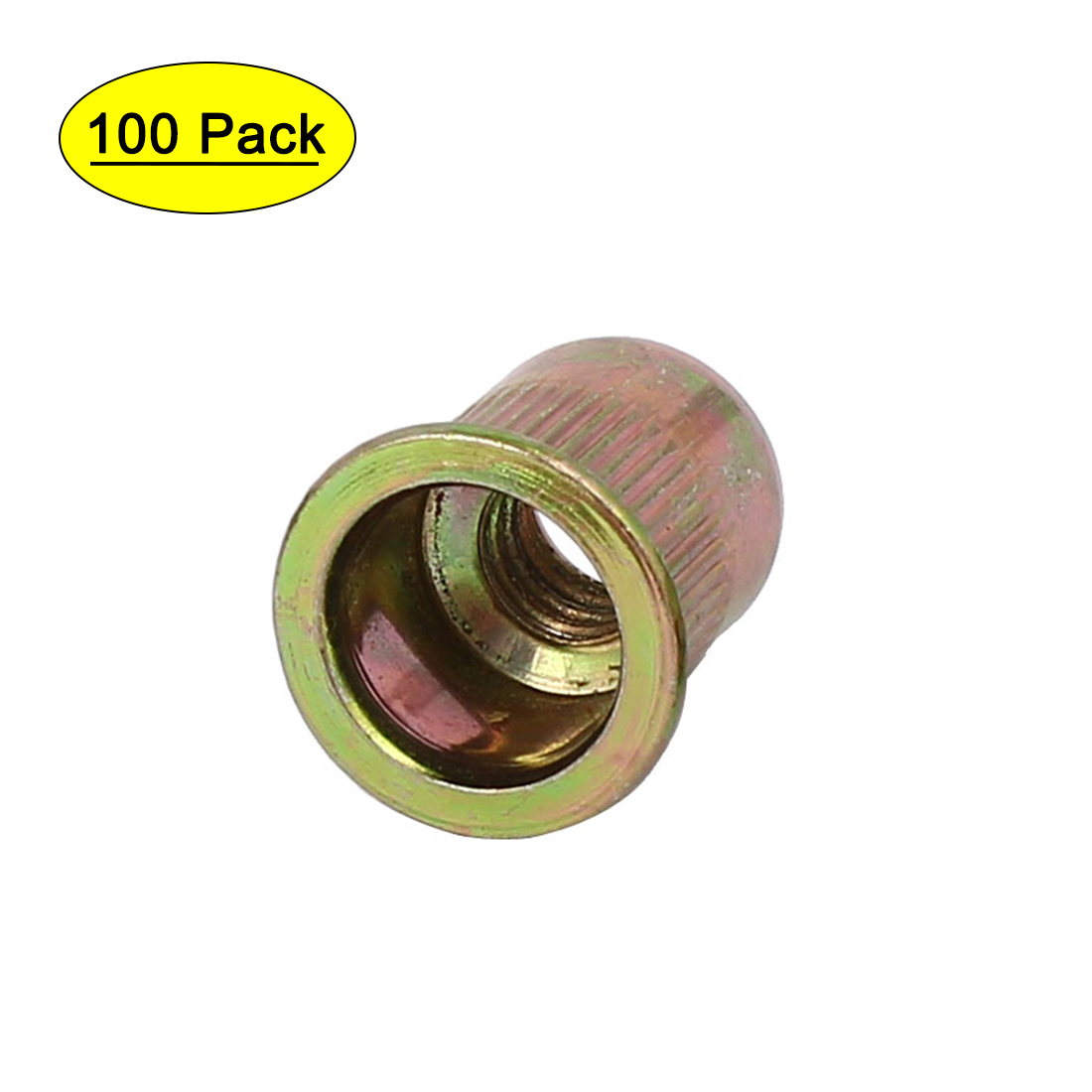 ZLYY M4 Zinc Plated Carbon Steel Rivet Nut Flat Head Metric Threaded Insert Nut 100Pcs