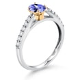 thumbnail image 3 of Gem Stone King 925 Sterling Silver and 10K Yellow Gold Blue Tanzanite and White Lab Grown Diamond Engagement Ring for Women (0.63 Cttw, Oval 6X4MM, Gemstone December Birthstone, Size 9), 3 of 4