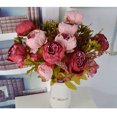 thumbnail image 4 of Worallymy Ramo de flores artificiales de peonía para el hogar y la oficina decoración floral falsa ramo de flores de seda para fiesta de boda rojo oscuro Worallymy JD735805095, 4 of 5