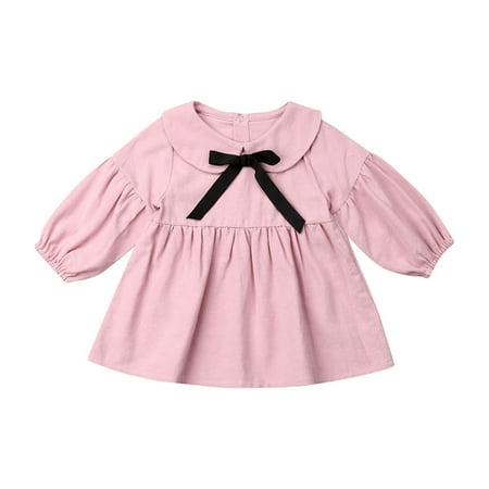 

Toddler Baby Girls Tie Bow Tops Long Sleeve Princess Skirt Party Pageant Dress