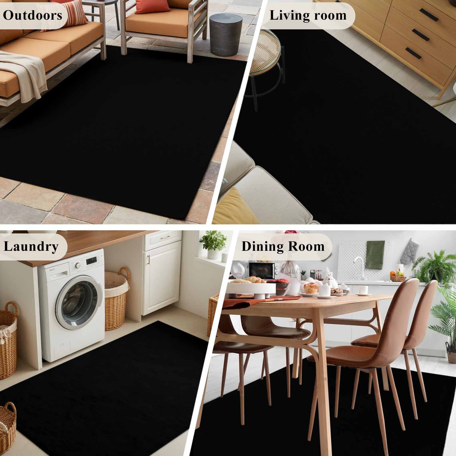 Black Runner Rug 2.7x5 FT, Non Slip Entryway Carpet, Pure Black Washable Soft Floor Carpet Entrance Mat Non-Shedding Throw Rug for Hallway Laundry Room Bedside