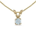 thumbnail image 1 of 10k Yellow Gold Round Aquamarine Pendant with 16" Chain, 1 of 4