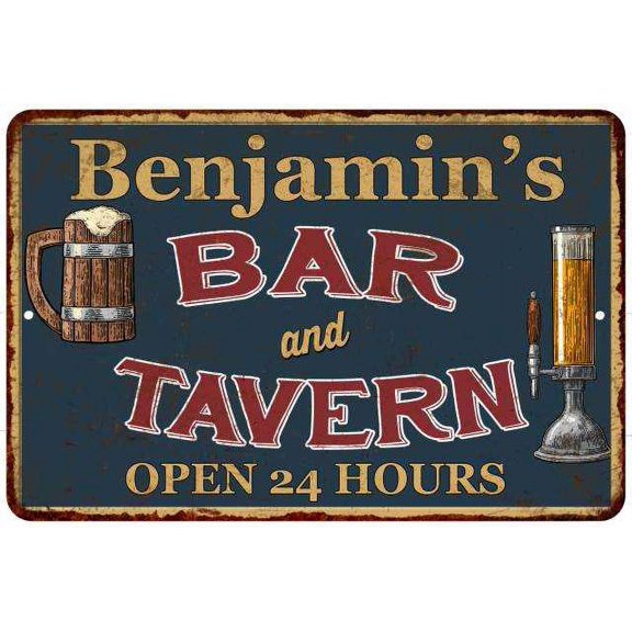 Benjamin's Green Bar & Tavern Rustic Sign 8 x 12 High Gloss Metal 208120047905