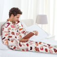 thumbnail image 4 of Mens Pajamas Set, Sausage Ham Print Button Down Long Sleeve Loungewear Sleepwear Pjs sets for Men, 4 of 5