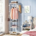 thumbnail image 3 of Freestanding Coat Rack  with Shelves, Corner Hall Tree with 4 Shelves and 8 Hooks Rustic, 3 of 5
