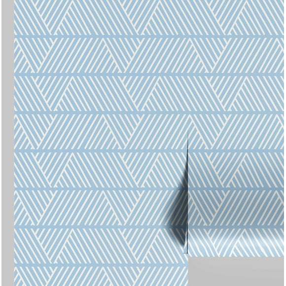S4Sassy Peel & Stick Textured Vinyl Wallpaper, Geometric Stripe Print Contact Paper Waterproof- Blue,25"x60", Removable Modern Wall Covering for Home Decor in Bedrooms & Living, Renter Space
