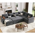 thumbnail image 1 of Sectional Sleeper Sofa with Pull Out Bed, Chenille Modular Sectional Sofa L Shaped Couch with Pull Out Couch and Storage Seat, Convertible Couches for Living Room, 1 of 8